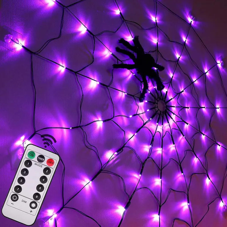 Halloween Spider Web Lights for Porch and Yard Decor