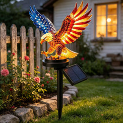 Solar Patriotic Eagle Garden Stake Light for Yard and Patio Decor
