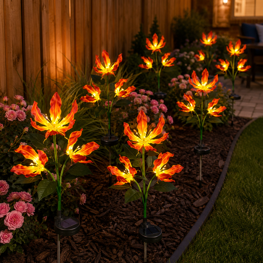 Solar Powered LED Flame Garden Lights for Outdoor Use, Lawn and For Patio