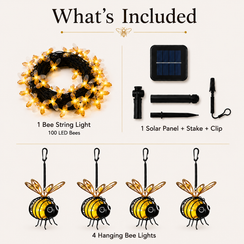 Magical Solar Bee Lights + FREE 100 LED Bee String Lights