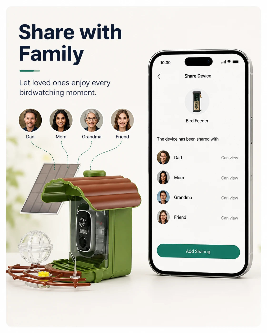 Share smart bird feeder access with family